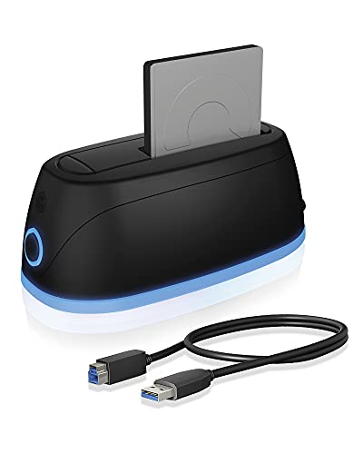 ICY BOX HDD / Festplatten Docking Station USB 3.0 für SATA 2,5 Zoll & 3,5 Zoll, RGB Beleuchtung, Festplatten Klonstation & Lesegerät, Adapter, Extern, Schwarz, IB-1124L-C3 von ICY BOX