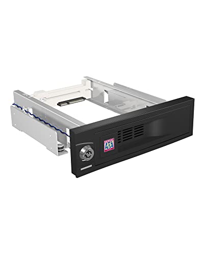 ICY BOX IB-168SK-B Wechselrahmen für 1x 3,5" (8,9 cm) SATA Festplatte für 1x 5,25" Schacht, trägerlos, SATA III, Schloss, schwarz von ICY BOX