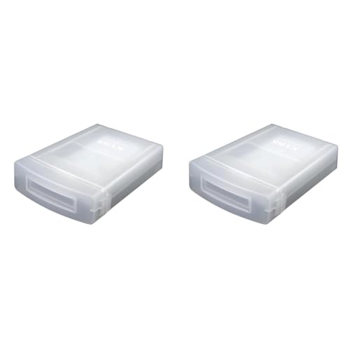 ICY BOX IB-AC602a Schutzbox aus Kunststoff für 3,5" (8,9 cm) Festplatten, stapelbar (transparent/matt), Durchscheinend, Für 3,5 Zoll (Packung mit 2) von ICY BOX