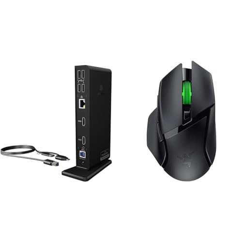 ICY BOX USB-C Docking Station (11-in-1) für 2 Monitore (2X HDMI) & Razer Basilisk V3 X HyperSpeed - Anpassbare kabellose Gaming-Maus (Ergonomische Form mit 9 anpassbaren Bedienelementen von ICY BOX