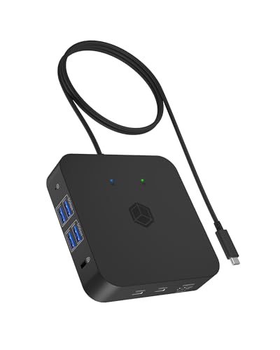 ICY BOX USB-C Docking Station (12-in-1) für 3 Monitore (3x HDMI), 4K 60Hz, DisplayLink, 6X USB 3.2 HUB (bis zu 10 Gbit/s), 85W PD, Gigabit Ethernet, IB-DK4090-C von ICY BOX