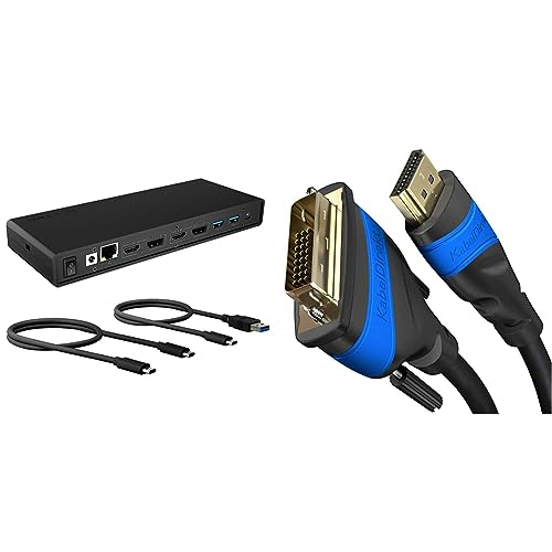 ICY BOX USB-C Docking Station (14-in-1) für 2 Monitore & KabelDirekt – HDMI DVI Adapter Kabel mit A.I.S. Schirmung gegen Störsignale – 1 m von ICY BOX