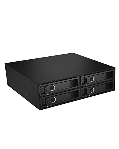 Icy Box IB-2242SSK 4-fach Backplane (Formfaktor 1x 5,25") für 4x 2,5" (6,35 c m) SATA/SAS HDD/SSD, Voll-Metall, 2x Lüfter, abschließbar, schwarz von ICY BOX