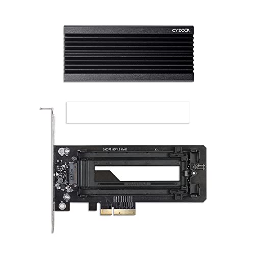 ICY DOCK M.2 NVMe SSD auf PCIe X16/X8/X4 Kartenadapter mit großem Aluminium-Kühlkörper | EZConvert Ex Pro MB987M2P-1B von ICY DOCK