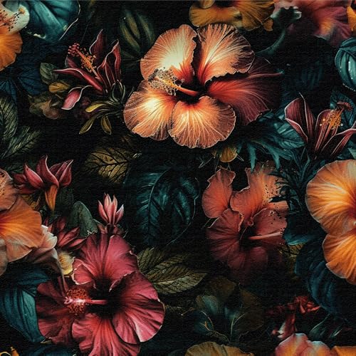 ICYEHAO Selbstklebende Tapete Blumen, 44 x 600 cm, Schwarz, Wand Schränke, Möbelfolie, PVC, Wasserdicht, Selbstklebend, Abnehmbar, DIY-Zuschnitt, 2.64 m² von ICYEHAO