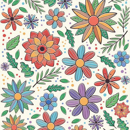 Selbstklebende Tapete Bunt Blumen,44 x 600cm Tapete Beige Blau Orange Lila Blumen Tapete Grün Blätter Boho Tapete Hell Blumen Tapete Möbelfolie Selbstklebend für Badezimmer Wohnzimmer Schlafzimmer von ICYEHAO