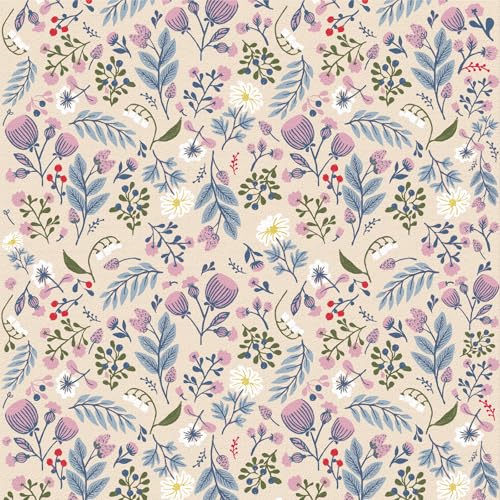 Selbstklebende Tapete Rosa Blumen,44 x 600cm Tapete Beige Blau Blumen Tapete Grün Blau Blätter Boho Tapete Hell Blumen Pflanzen Tapete Möbelfolie Selbstklebend für Badezimmer Wohnzimmer Schlafzimmer von ICYEHAO