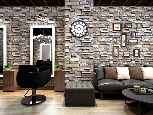 ICYEHAO Selbstklebende Tapete Braun,44.5 x 1000cm Wand Steinoptik Selbstklebend Tapete Braun Backstein Tapete Steinoptik Ziegel Klebefolie Möbel Möbelfolie Selbstklebend für Wohnzimmer Schlafzimmer von ICYEHAO