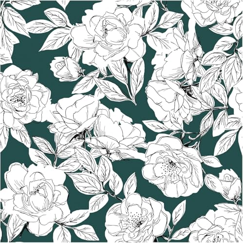 ICYEHAO Selbstklebende Tapete Grün Blumen,44.5 x 500cm Tapete mit Rosenmuster Möbelfolie Blätter Pflanzen Tapeten Boho Möbelfolie Selbstklebend für Badezimmer Wohnzimmer Schlafzimmer Küche von ICYEHAO