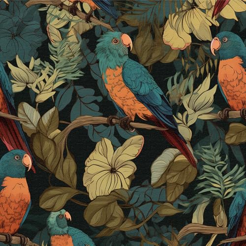 Selbstklebende Tapete Blumen und Vögel,44 x 600cm Tapete Grün Selbstklebende Tapete Grün Blätter Tapete Dschungel Tapete Baum Wald Tapete Möbelfolie Selbstklebend für Wohnzimmer Schlafzimmer Küche von ICYEHAO