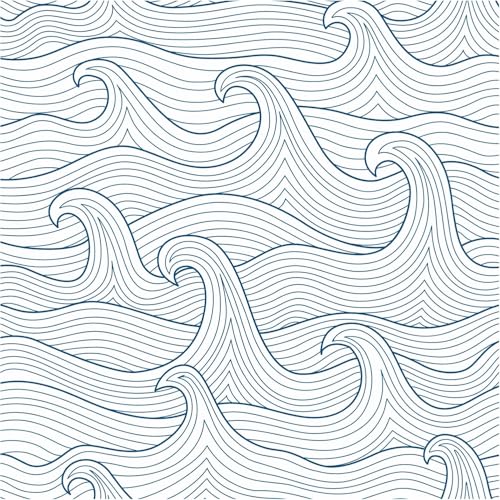 ICYEHAO Tapete Blau Streifen,44 x 500cm Selbstklebende Tapete Blau Weiß Geometrische Streifen Tapeten Maritim Meereswelle Tapeten Möbelfolie Selbstklebend für Schlafzimmer,Wohnzimmer,Badezimmer von ICYEHAO