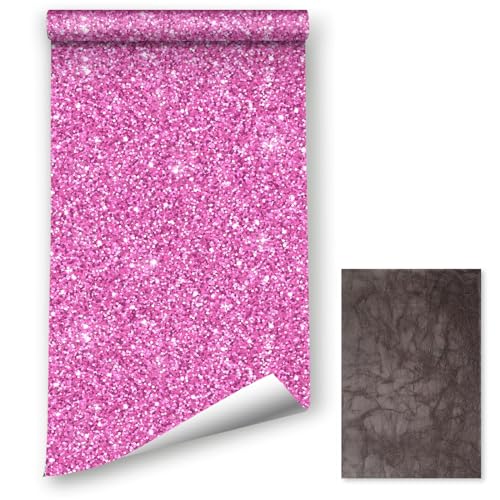 Rosa Glitzer Tapete,41 x 600cm Selbstklebende Folie Rosa Glitzer Klebefolie Selbstklebende Tapete Pink Tapete Prinzessin Kinderzimmer Tapete Kinderzimmer Mädchen von ICYEHAO