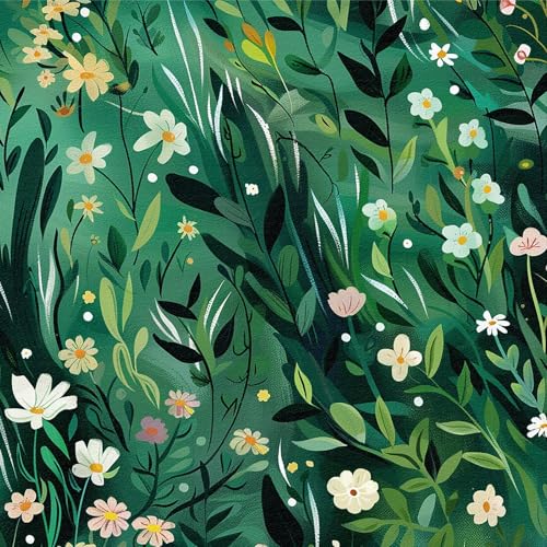 Selbstklebende Tapete Blumen Grün,44 x 300cm Selbstklebende Tapete Beige Weiß Blumen Boho Tapete Grün Blätter Pflanzen Tapete Vintage Möbelfolie Selbstklebend für Badezimmer Wohnzimmer Schlafzimmer von ICYEHAO