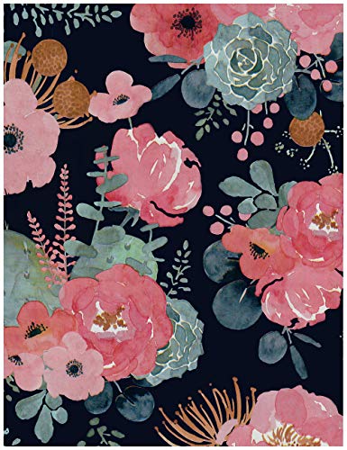 Selbstklebende Tapete Blumen Schwarz,44 x 500cm Selbstklebende Tapete Rosa und Grün Blumen Tapete Grün Blätter Pflanzen Tapete Selbstklebend Möbelfolie Selbstklebend für Wohnzimmer Schlafzimmer Küche von ICYEHAO