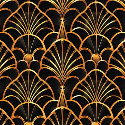 Selbstklebende Tapete Geometrisch,44 x 600cm Tapete Schwarz Gold Streifen Tapete Selbstklebende Tapete Gestreift Gold Klebefolie Tapete Möbelfolie Selbstklebend für Badezimmer Wohnzimmer Schlafzimmer von ICYEHAO