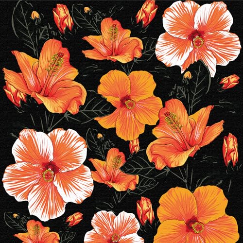 Selbstklebende Tapete Orange Blumen,44 x 600cm Schwarze Tapete Modern Tapete Gelb Weiß Blumen Tapete Schwarz Blätter Boho Tapete Pflanzen Tapete Möbelfolie Selbstklebend für Wohnzimmer Schlafzimmer von ICYEHAO
