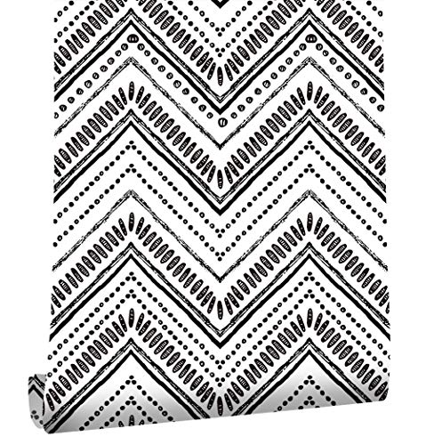 Selbstklebende Tapete Schwarz Weiß,44.5 x 500cm Tapete Schwarze Streifen Modern Geometrische Tapete Schwarz Weiß Tapete Fischgrät Vintage Möbelfolie Selbstklebend für Wohnzimmer Schlafzimmer Küche Selbstklebende Tapete Schwarz Weiß,44.5 x 500cm Tapete Schwarze Streifen Modern Geometrische Tapete Schwarz Weiß Tapete Fischgrät Vintage Möbelfolie Selbstklebend für Wohnzimmer Schlafzimmer Küche von ICYEHAO
