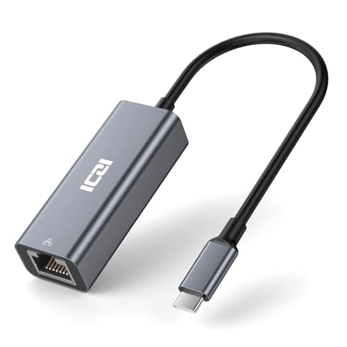 ICZI USB C Ethernet Adapter Thunderbolt 3 RJ45 LAN Netzwerkadapter Aluminium Kompatibel mit iPhone 15, MacBook Pro/Air, Galaxy S24 Ultra, Surface Book, Dell XPS. von ICZI