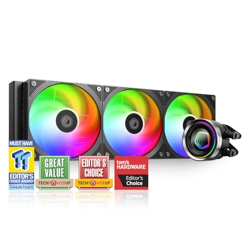 ID-COOLING FX360 INF 360mm Flüssigkeits-CPU-Kühler, AIO mit ARGB-Infinity-Spiegel-Effekt, 3x120mm Daisy-Chained Lüfter, leiser Betrieb bis 27,2 dB(A), Intel LGA1851/1700/1200/115X & AMD AM5/AM4. von ID-COOLING