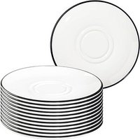 12 ID Fine Untertassen Modest Black Lona weiß 19,0 cm von ID Fine