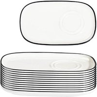 12 ID Fine Untertassen Modest Black Mesa weiß 22,0 cm von ID Fine