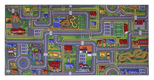 ID MAT 95200 City Ville Gris Teppich Spielkarten Polyamidfaser/Latexgel Mehrfarbig 200 x 95 x 0,5 cm von ID MAT