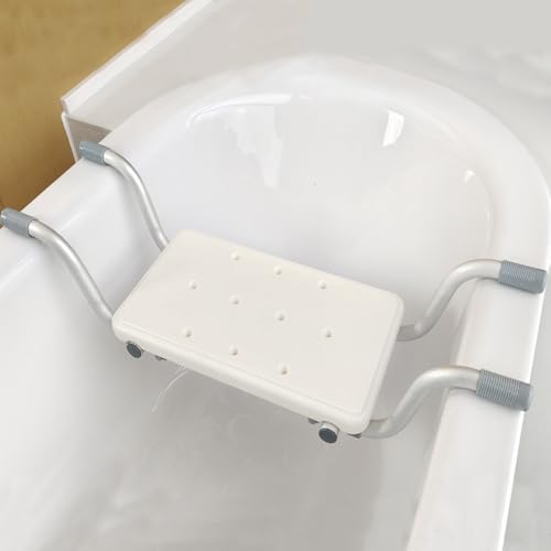 Badewannensitz Senioren Duschsitz Duschbank für Badewanne, Ausziehbare 72-82cm Badewannenbretter Tragfähigkeit 136 kg Wannensitz, Aluminium, Rutschhemmend Duschsitz, Weiß von IDAMAKON
