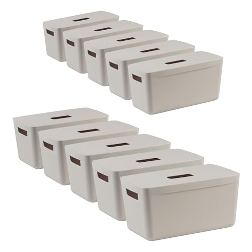 IDEA HOME FLEXISTORE 10 Stück Aufbewahrungsbox Kunststoff Organizer Box Körbe Aufbewahrung Kunststoffbox für Badezimmer Regal mit Deckel 8L von IDEA HOME