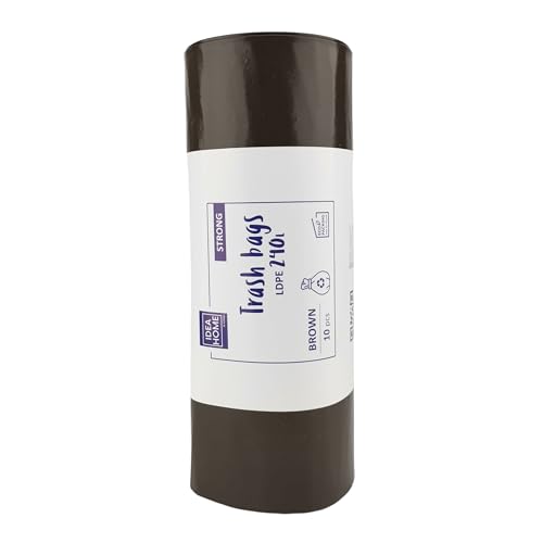 IDEA HOME-10 Stück LDPE Müllsäcke Abfallbeutel Mülltüten Kehrichtsäcke Entsorgung Mülltrennung Stark Braun 240L von IDEA HOME