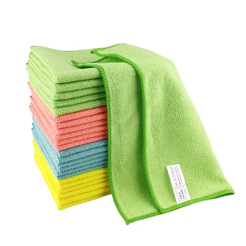 IDEA HOME-24 Stück Mikrofasertücher Putzlappen Staubtücher Reinigungstücher Putztücher Allzwecktücher 30x30cm Farbig Sortiert von IDEA HOME