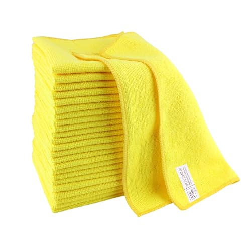 IDEA HOME-24 Stück Mikrofasertücher Putzlappen Staubtücher Reinigungstücher Putztücher Allzwecktücher 30x30cm Gelb von IDEA HOME