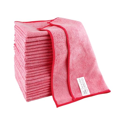 IDEA HOME-24 Stück Mikrofasertücher Putzlappen Staubtücher Reinigungstücher Putztücher Allzwecktücher 30x30cm Rot von IDEA HOME