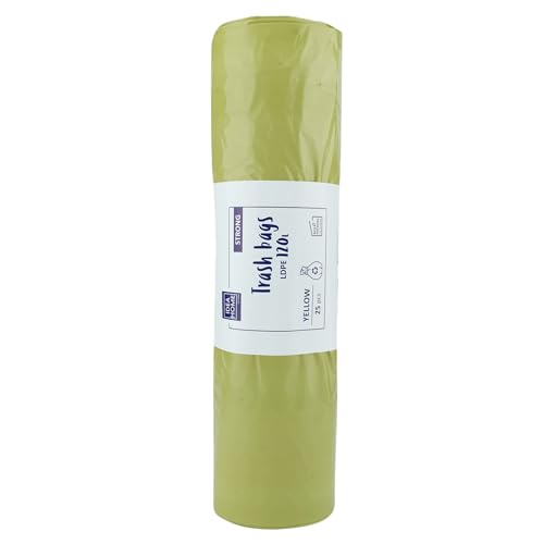 IDEA HOME-25 Stück LDPE Müllsäcke Abfallbeutel Mülltüten Kehrichtsäcke Entsorgung Mülltrennung Stark Gelb 120L von IDEA HOME