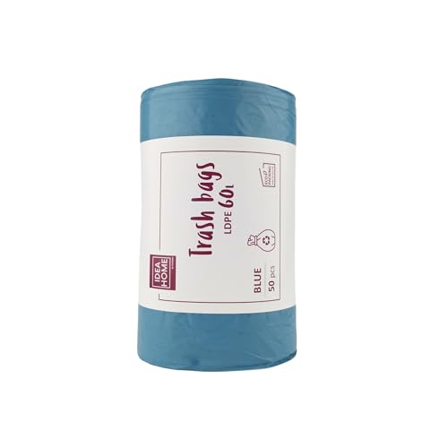 IDEA HOME-50 Stück LDPE Müllsäcke Abfallbeutel Mülltüten Kehrichtsäcke Entsorgung Mülltrennung Blau 60L von IDEA HOME