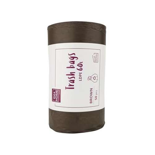 IDEA HOME-50 Stück LDPE Müllsäcke Abfallbeutel Mülltüten Kehrichtsäcke Entsorgung Mülltrennung Braun 60L von IDEA HOME
