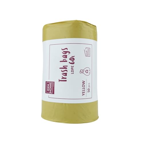 IDEA HOME-50 Stück LDPE Müllsäcke Abfallbeutel Mülltüten Kehrichtsäcke Entsorgung Mülltrennung Gelb 60L von IDEA HOME