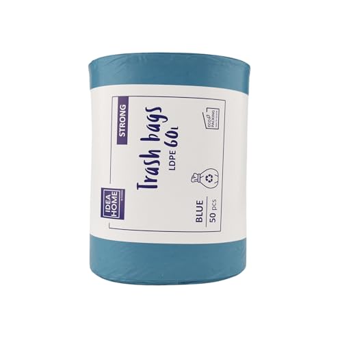 IDEA HOME-50 Stück LDPE Müllsäcke Abfallbeutel Mülltüten Kehrichtsäcke Entsorgung Mülltrennung Stark Blau 60L von IDEA HOME