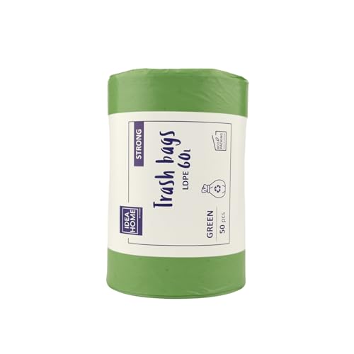 IDEA HOME-50 Stück LDPE Müllsäcke Abfallbeutel Mülltüten Kehrichtsäcke Entsorgung Mülltrennung Stark Grün 60L von IDEA HOME
