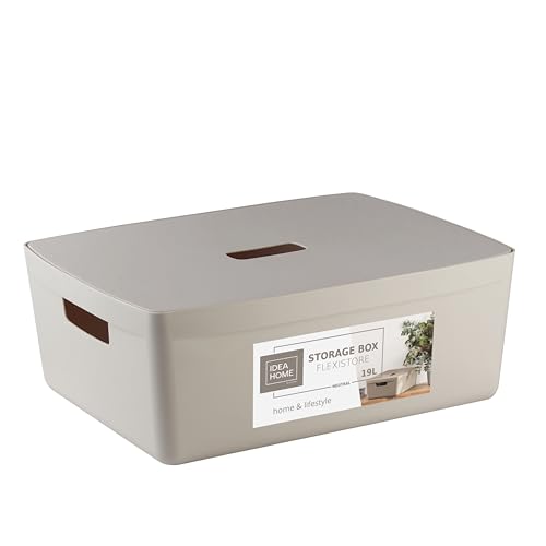 IDEA HOME FLEXISTORE Aufbewahrungsbox Kunststoff Organizer Box Körbe Aufbewahrung Kunststoffbox für Badezimmer Regal mit Deckel 19L von IDEA HOME