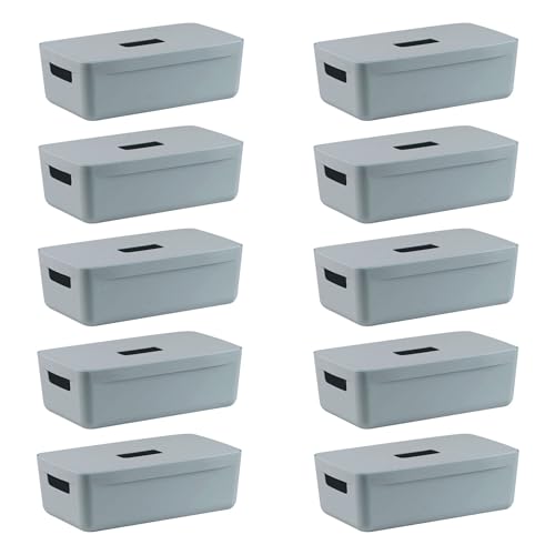 IDEA HOME FLEXISTORE 10 Stück Aufbewahrungsbox Kunststoff Organizer Box Körbe Aufbewahrung Kunststoffbox für Badezimmer Regal mit Deckel 5L Blau von IDEA HOME