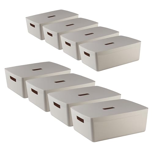 IDEA HOME FLEXISTORE 8 Stück Aufbewahrungsbox Kunststoff Organizer Box Körbe Aufbewahrung Kunststoffbox für Badezimmer Regal mit Deckel 19L von IDEA HOME
