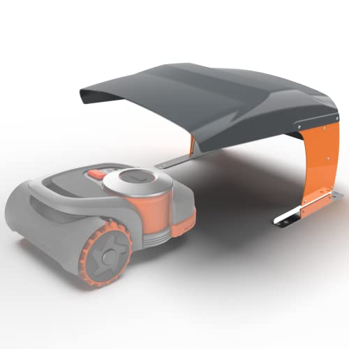 Mähroboter Garage Kompatibel mit Segway NaviMow | Rasenroboter Garage 76x63x48 cm Hergestellt aus ABS mit UV-Schutz | Blockiert Keine GPS und WiFi Signale (Schwarz/Orange) von Idea Mower