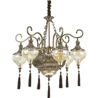 Ideal Lux Harem - 9 Leichter mehrarmiger Kronleuchter Bernstein, Antik Messing, E27 von IDEAL LUX