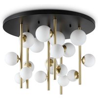 Ideal Lux - perlage 18-flammige Kugel-Deckenleuchte aus Messing, weißer Glasschirm von IDEAL LUX