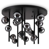 Ideal Lux - perlage 18-flammige Kugel-Deckenleuchte in Schwarz, rauchgrauer Schirm von IDEAL LUX
