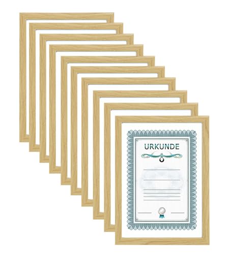 IDEAL TREND 2er 3er 5er 10er Pack Dokument Bilderrahmen 21x29,7 DIN A4 Urkunde Foto Rahmen: Farbe: 10er Pack Natur von IDEAL TREND