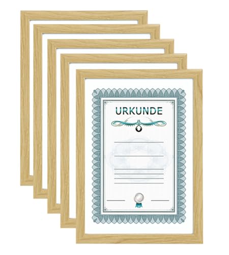 IDEAL TREND 2er 3er 5er 10er Pack Dokument Bilderrahmen 21x29,7 DIN A4 Urkunde Foto Rahmen: Farbe: 5er Pack Natur von IDEAL TREND