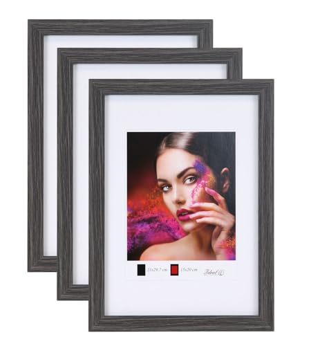 IDEAL TREND 2er 3er 5er Set Holz Bilderrahmen Lifestyle Plexi Foto Rahmen Collage Wanddeko Poster HR-25: Farbe: 3er Pack Grau | Format: 21x29.7 A4 von IDEAL TREND