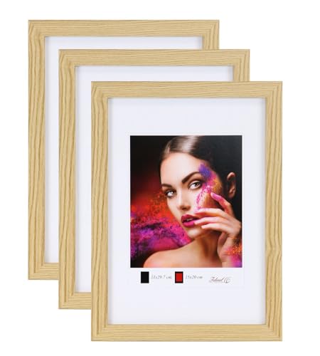 IDEAL TREND 2er 3er 5er Set Holz Bilderrahmen Lifestyle Plexi Foto Rahmen Collage Wanddeko Poster HR-25: Farbe: 3er Pack Natur | Format: 10x15 von IDEAL TREND