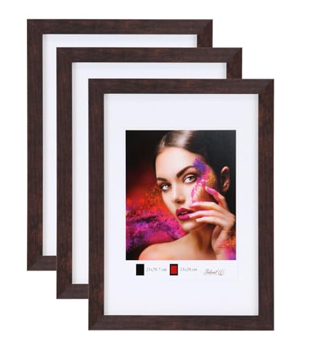 IDEAL TREND 2er 3er 5er Set Holz Bilderrahmen Lifestyle Plexi Foto Rahmen Collage Wanddeko Poster HR-25: Farbe: 3er Pack Nuss | Format: 30x40 von IDEAL TREND